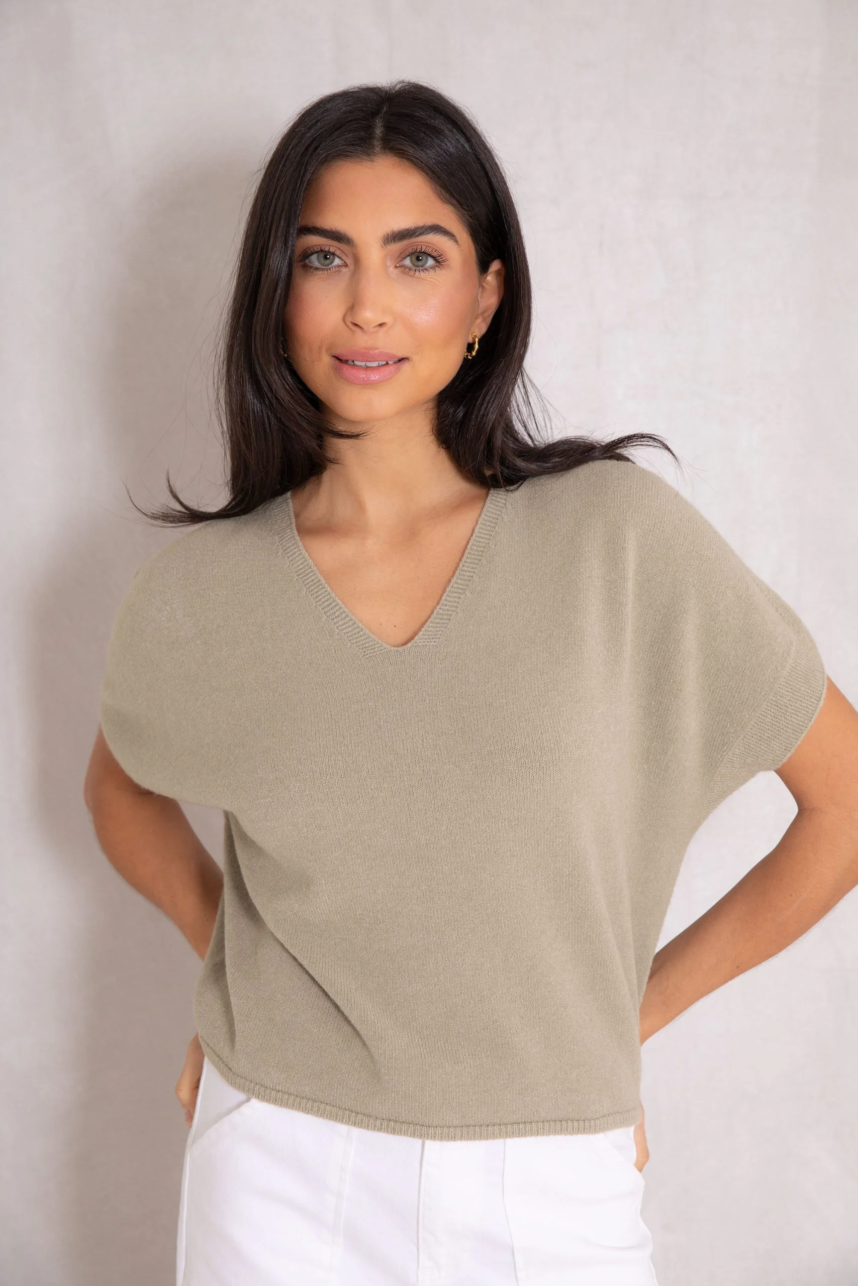 Rae Cropped V Neck Sweater Milk My Best Friends Wardrobe Limited