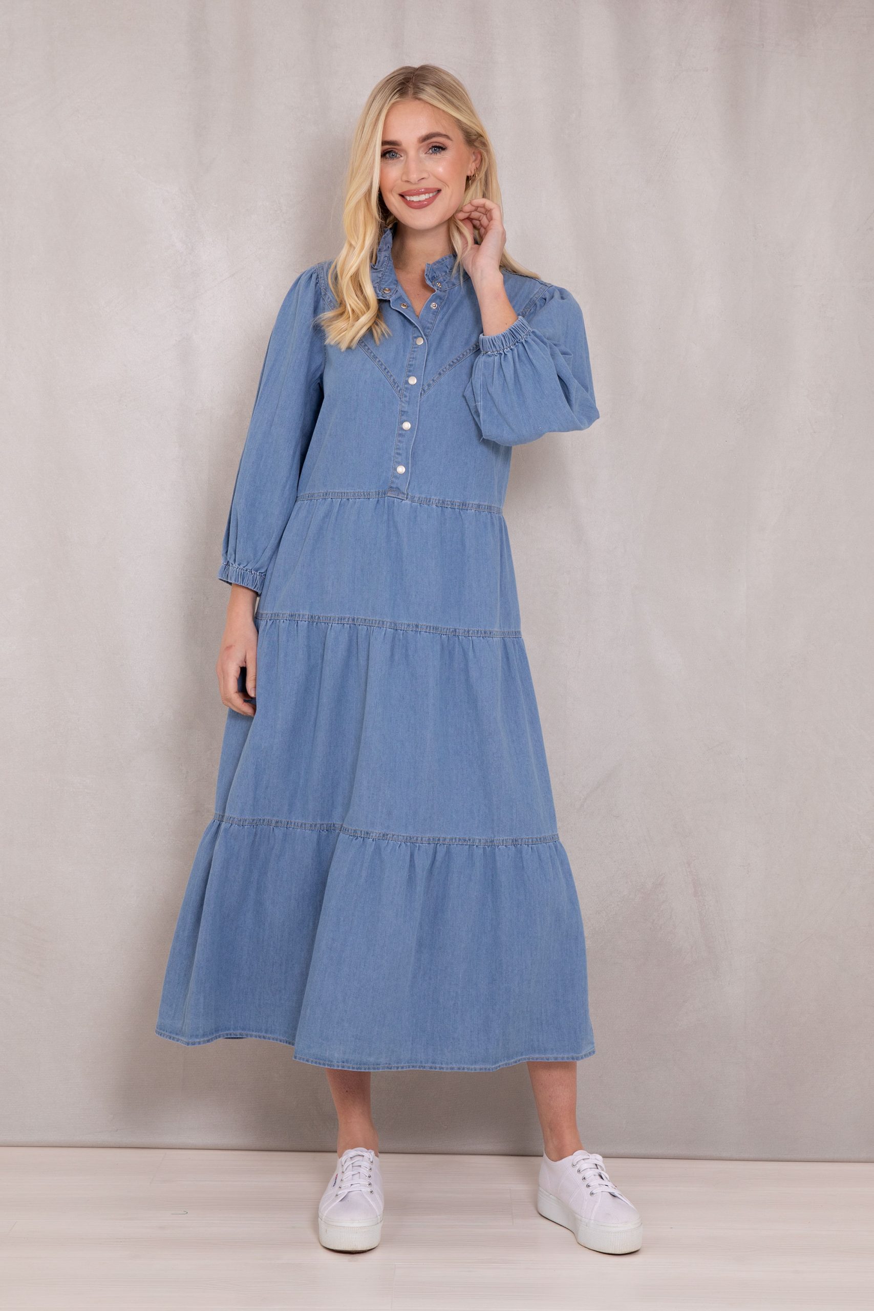 Denim Smock Dress Light Wash My Best Friends Wardrobe Limited