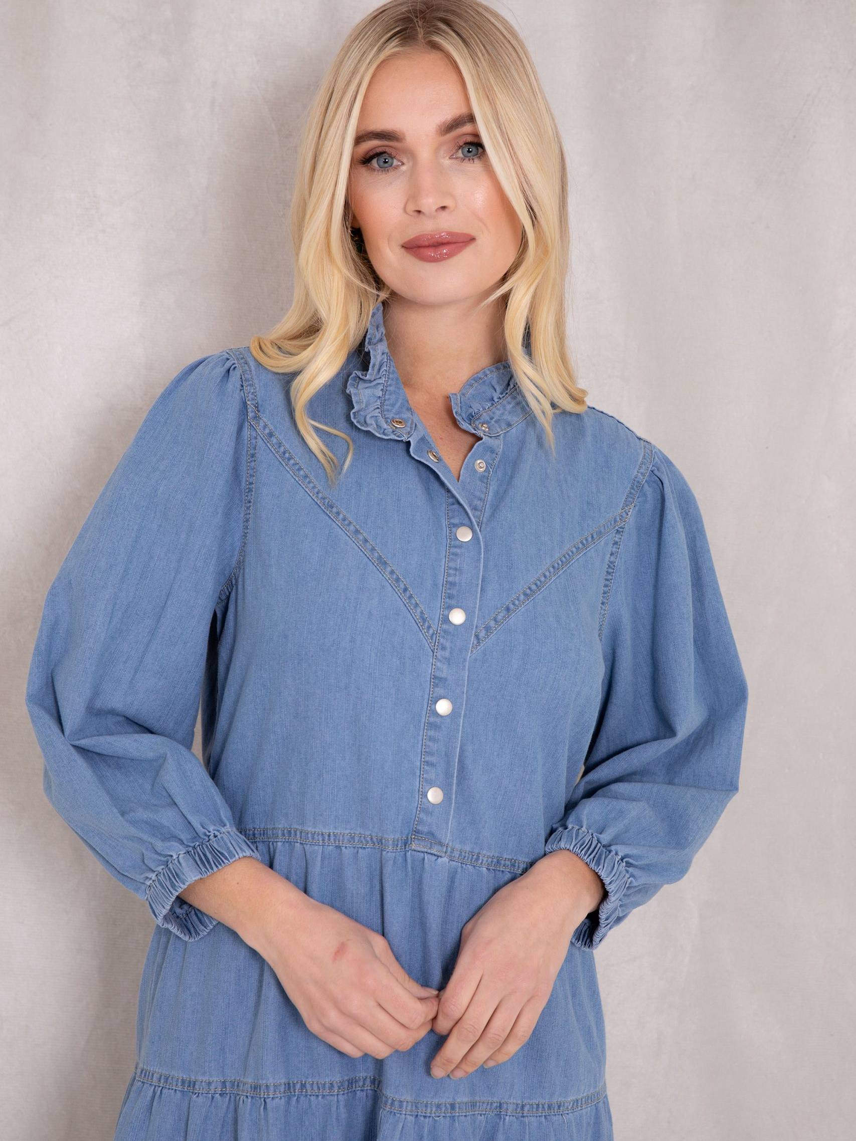 Denim smock dress uk hotsell
