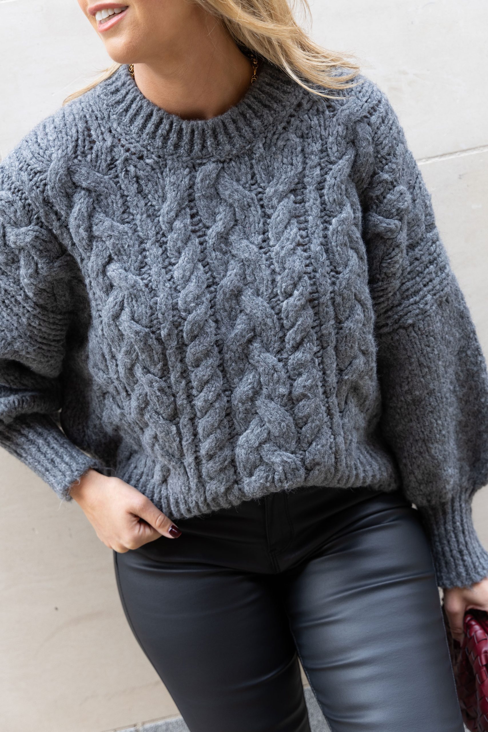 Lauren Cable Knit Jumper Charcoal Grey